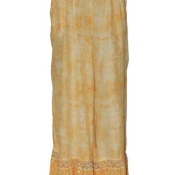 Free People Vanessa Printed Smocked High Waist Yellow Wide Leg Pants - Picture 4 of 5